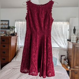 City Studio Burgundy Lace Mini Dress